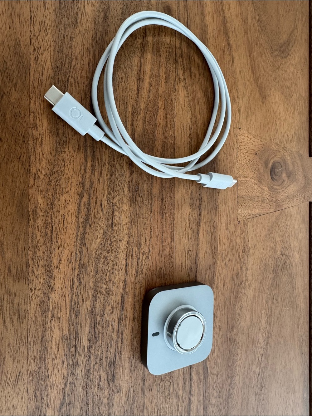 Oura White and Silver Charging Dock with USB-C Cable